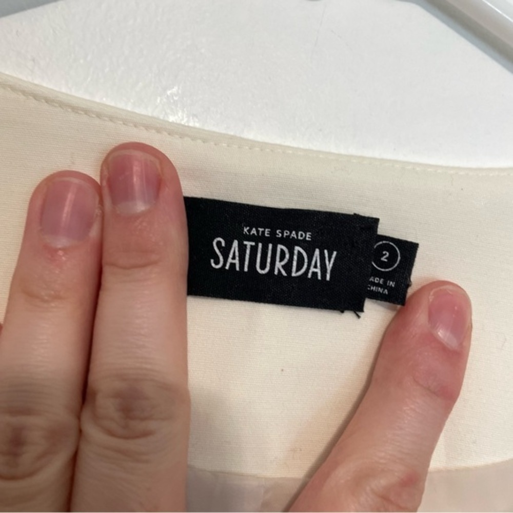 KATE SPADE Saturday Let's Make Contact V-Neck Zip Front Dress Cream Ivory Sheath - Picture 7 of 16